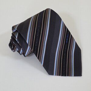 Subaru Silk Tie Dark Colors Repp Stripes Textured Logo Business Italy W 3.5 L 59